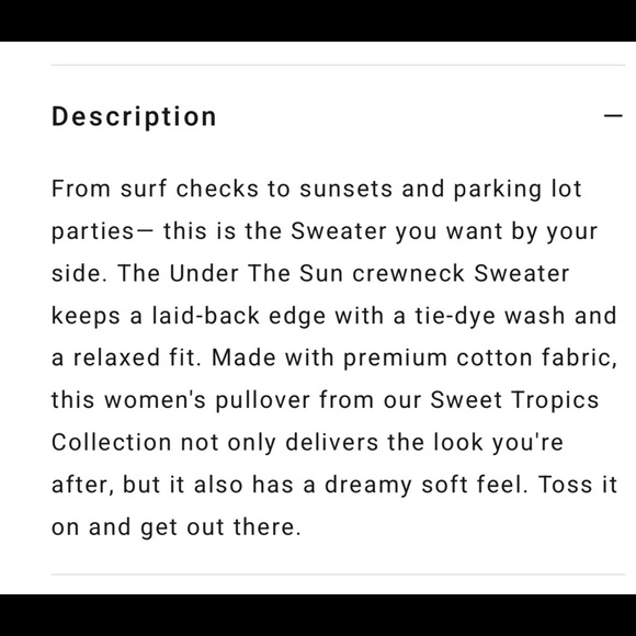 NWT Billabong Under the Sun Crewneck Sweater - Picture 5 of 7